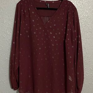 Maurices Chiffon Blouse Maroon